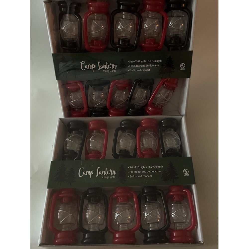 2 Sets Camp Lanterns 10 on Each Strand String Lights Cabin / Lodge Mancave NEW